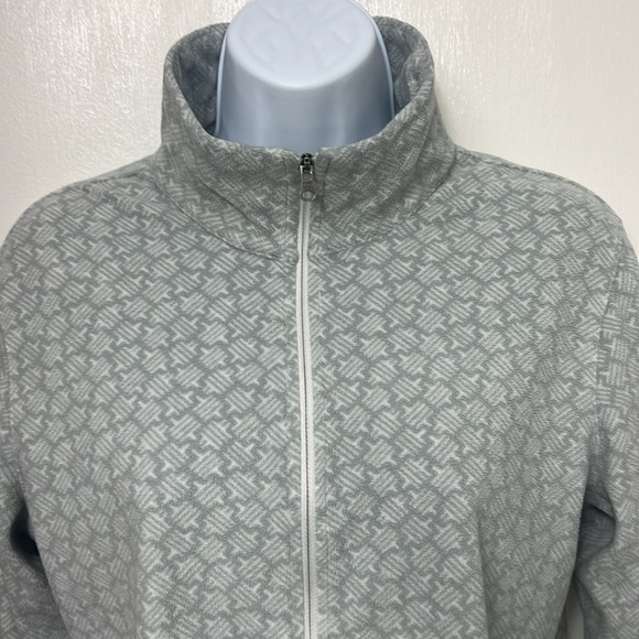 Woman’s Columbia 1/4 zipper jacket Gray and white geometric design Sz L - Picture 3 of 9